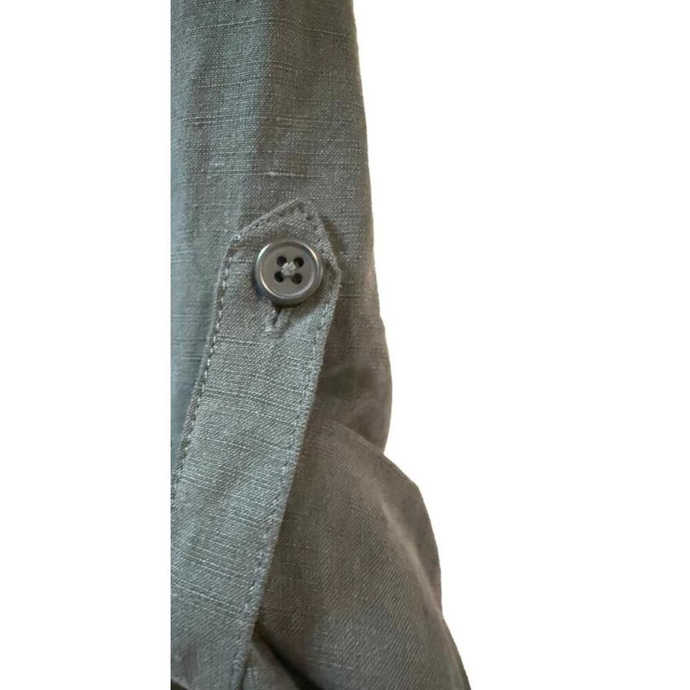 Garnett Hill Embroidered Front Button Down Shirt Dress Size 10 Linen Silk Blend - Picture 7 of 9